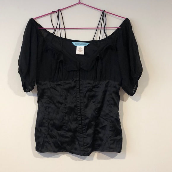 Guess silk bustier peasant top S - Picture 1 of 4
